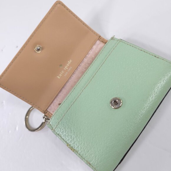 KATE SPADE NEW YORK MINT GREEN LEATHER COIN DARLA SMALL WALLET W/ KEYRING *FLAWS - Picture 13 of 16
